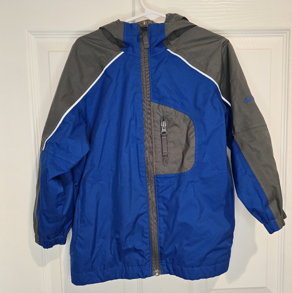 Columbia Omnitech Waterproof Breathable Blue and Gray Kids Windbreaker Jacket